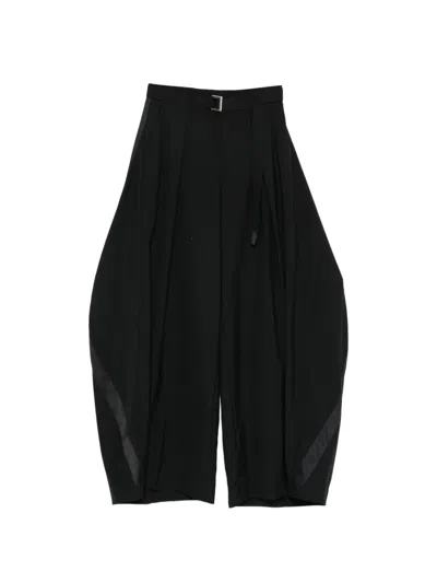 Sacai Belted Trousers In Black