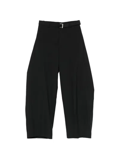 Sacai Belted Trousers In Black