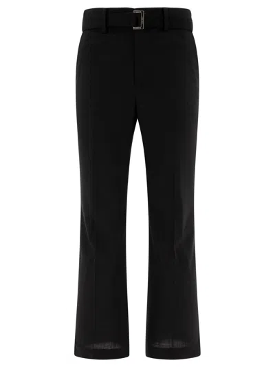 Sacai Belted Straight Leg Pants In Black