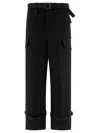 Sacai Belted Trousers In Black