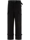 Sacai Belted Trousers In Black