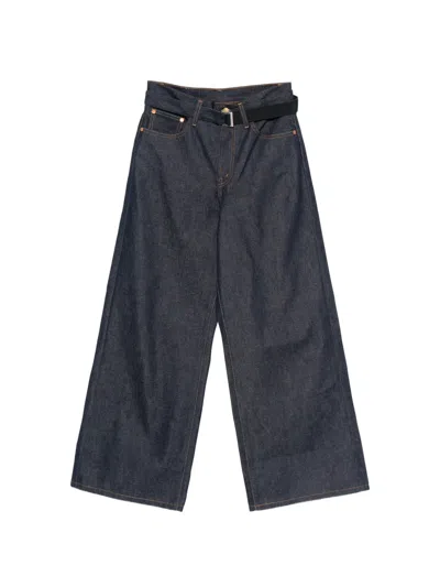 Sacai Belted Trousers In Blue