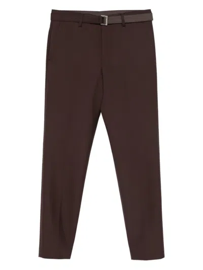 Sacai Belted Trousers In Brown