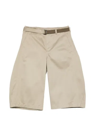 Sacai Belted Trousers In Neutral