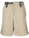 Sacai Belted-waist Bermuda Shorts In Green