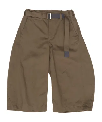 Sacai Belted Wide-leg Pants In Green