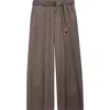 Sacai Belted Wide Leg Wool Pants In Taupe