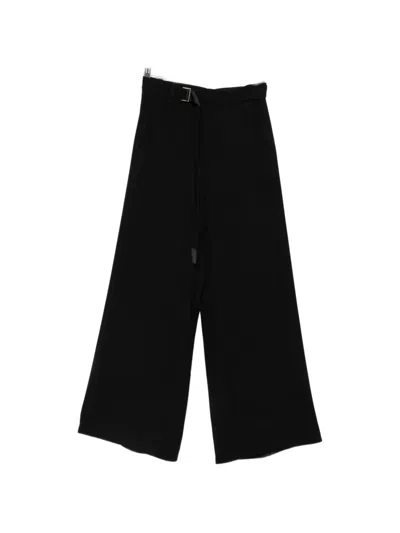Sacai Belted Wide-leg Trousers In Black