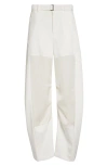 Sacai Patchwork Wool Wide-leg Pants With Belt In White