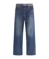 Sacai Belted Zip-pocket Jeans In Blue