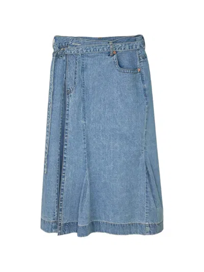 Sacai Belt-loop Asymmetric Midi Skirt In Blue