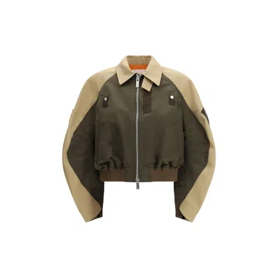 Sacai Cotton And Nylon Bomber Jacke In Green