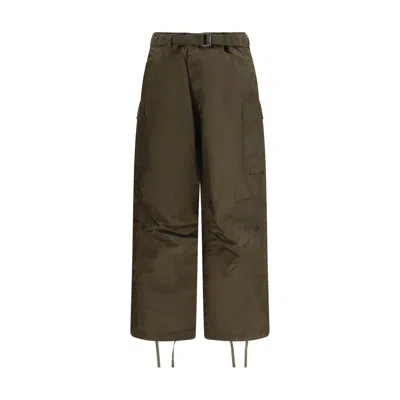 Sacai Bicolor Nylon Cargo Pants In Green