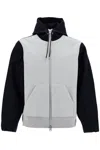 Sacai Bicolor Sweatshirt With Zip And Hood In Grey