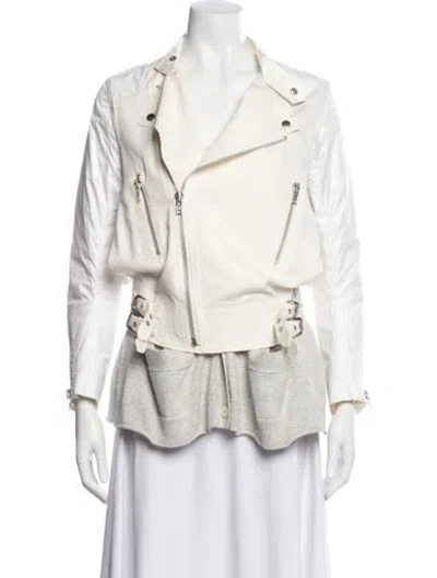 Pre-owned Sacai Biker Jacket In White