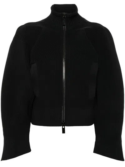 Sacai Bishop-sleeve Cardigan In Black