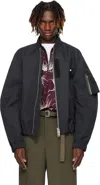 Sacai Black 3 Layer Bonding Bomber Jacket In 001 Black