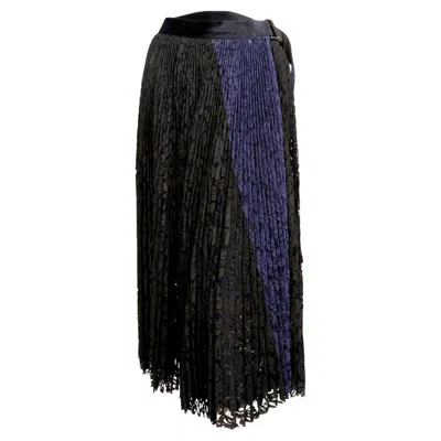 Pre-owned Sacai Black And Blue Lace Wrap Skirt