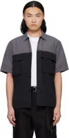 Sacai Garment Dye Short Sleeve Cotton Button-up Shirt In 001 Black