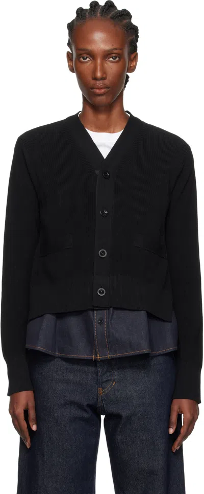 Sacai Black & Navy Denim X Knit Cardigan