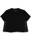 Sacai Cotton Jersey X Nylon Twill T-shirt In Black