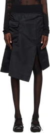 Sacai Black Asymmetrical Hem Miniskirt In 001 Black