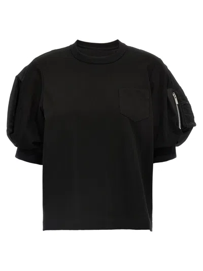 Sacai Balloon T-shirt Zip Pocket In Black
