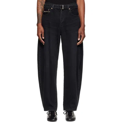Sacai Black Belted Jeans In 001 Black
