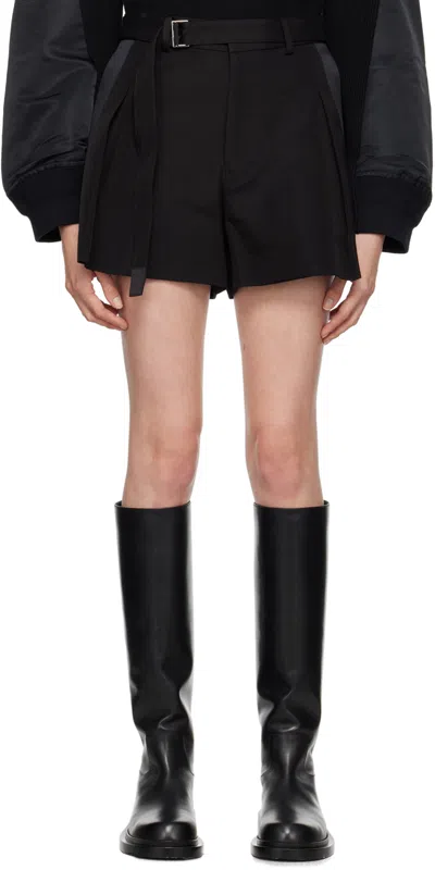 Sacai Black Belted Shorts In 001 Black