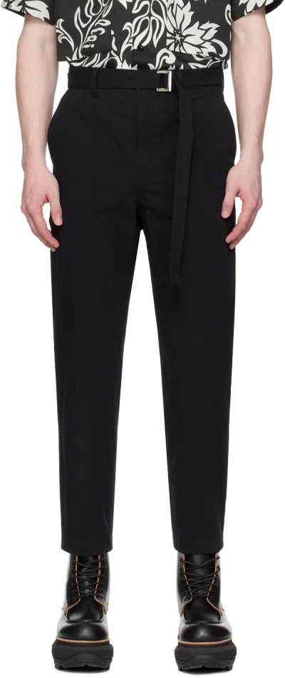 Sacai Black Belted Trousers In 001 Black