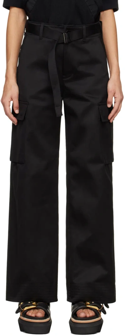 Sacai Black Belted Trousers In 001 Black