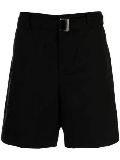 Sacai Belted Mid-rise Bermuda Shorts In Black