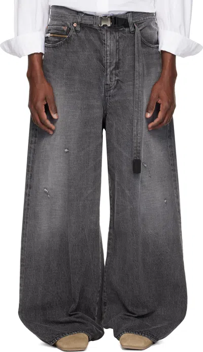 Sacai Black Beyondexx Jeans In Gray