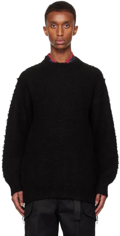 Sacai Black Brushed Sweater In 001 Black