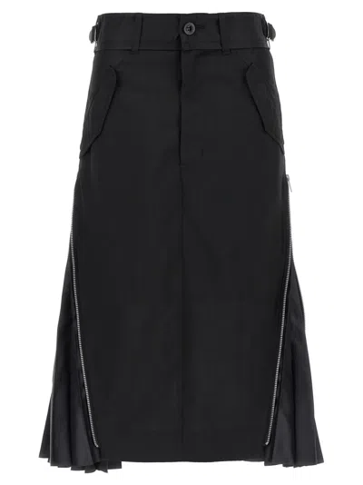 Sacai Suiting Mix Skirt In Black