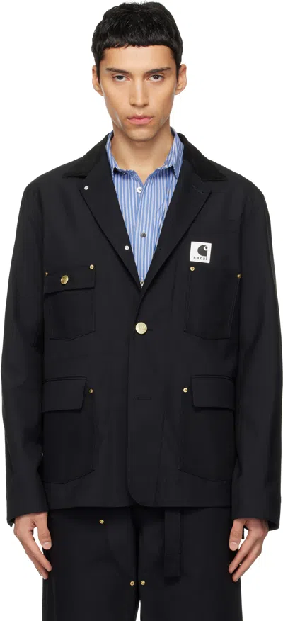 Sacai Black Carhartt Wip Edition Suiting & Duck Blazer