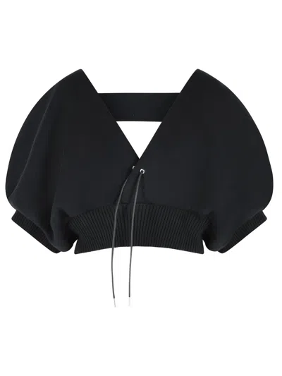 Sacai Black Cashmere Blend Top In Multi