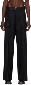 Sacai Black Chalk Stripe Trousers In 001 Black