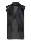 Sacai Asymmetric Ruffle Tank Top In Chiffon In Black