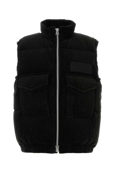 SACAI BLACK CORDUROY DOWN JACKET