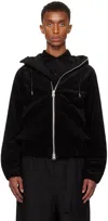 Sacai Black Corduroy Hoodie In 001 Black