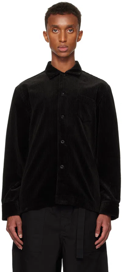 Sacai Black Corduroy Shirt In 001 Black