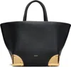 Sacai Black Corner Metal Small Tote In Black