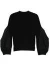 Sacai Black Cotton And Nylon Sweater In Black