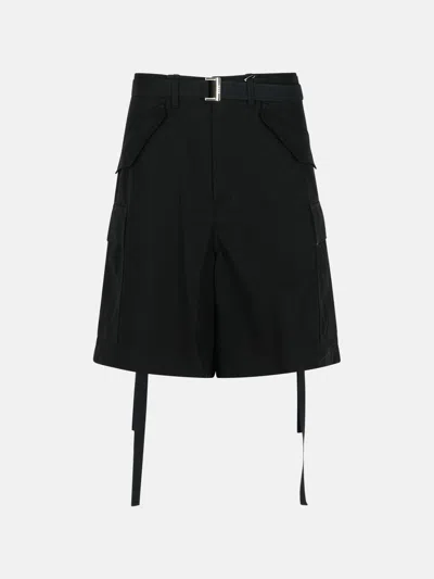 Sacai Black Cotton Bermuda Shorts