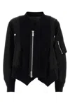 Sacai Black Cotton Blend And Nylon Bomber Jacket In Black