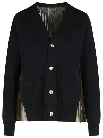 Sacai Black Cotton Blend Cardigan