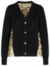 Sacai Black Cotton Blend Cardigan In Beige