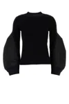 Sacai Black Cotton And Nylon Sweater In Black