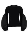 Sacai Black Cotton And Nylon Sweater